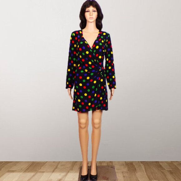RIXO Dresses & Skirts - SILK! RIXO LONDON size XS multicolor polka-dot LS sheath dress 100% silk DC only